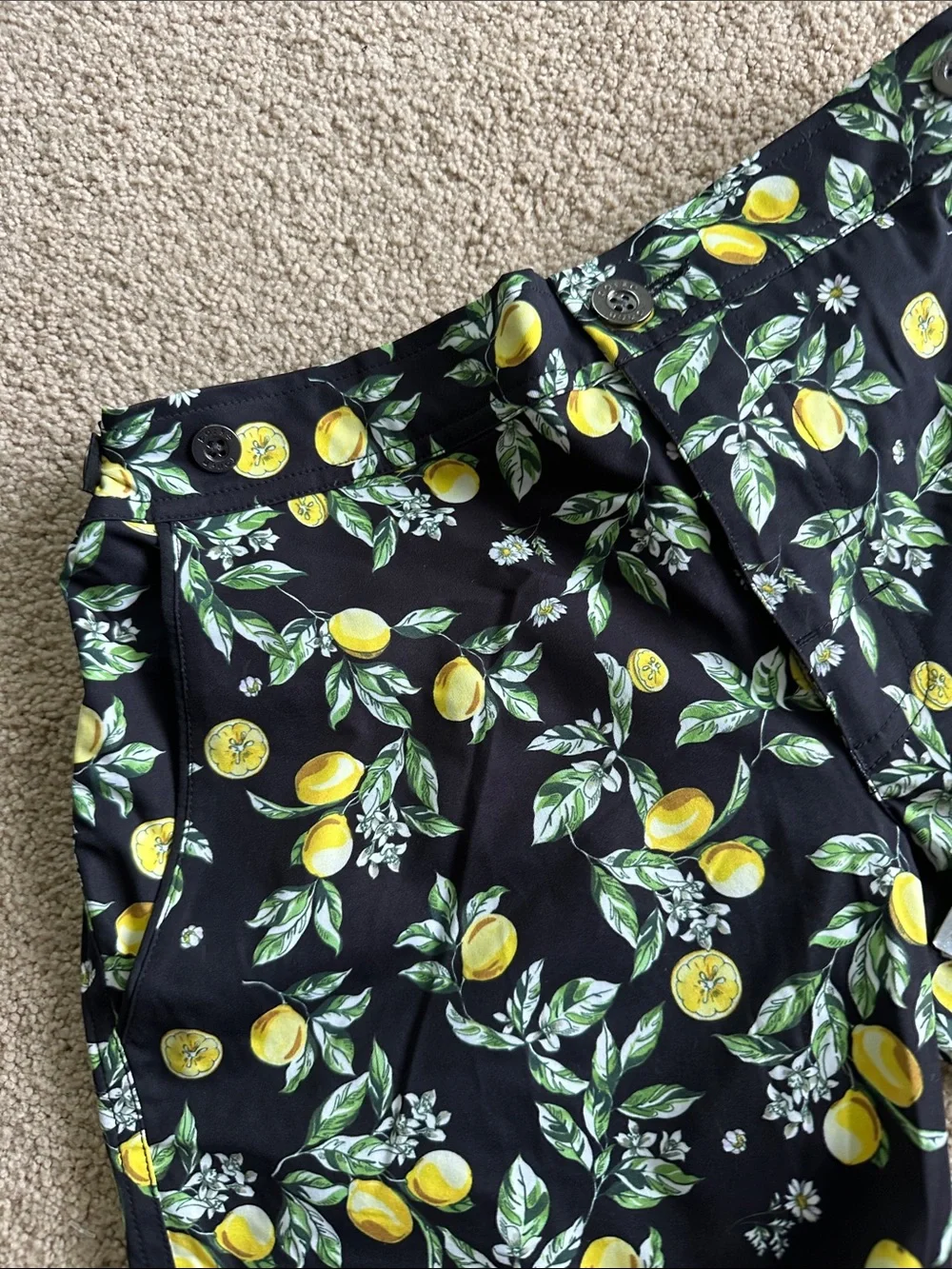 Parke & Ronen lemon print swim trunks